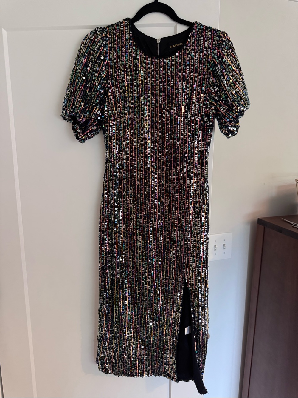 Sequin Puff-Sleeve Dress - Multicolor